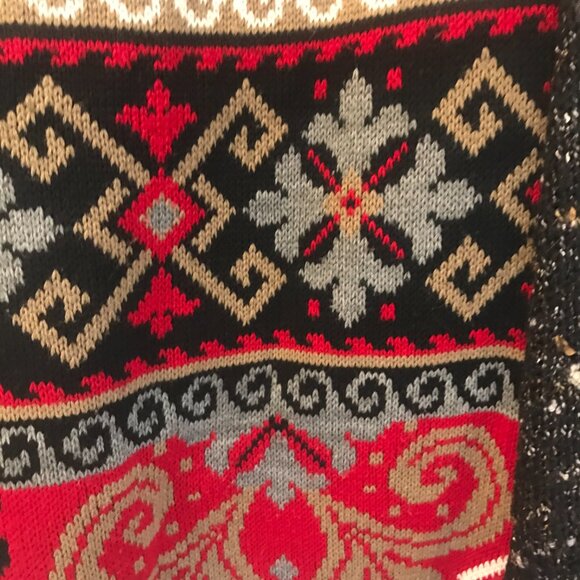 wool jersey jaquard tunic/dress women's M patchwork midi boho artto wear Retro - Picture 8 of 9